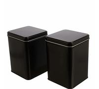Dosenritter | 2 x lata rectangular para té, APILABLES, tapa de bisagra, negra, estanca, de metal, para 400g de té | 15,3 x 10,6 x 10,6 cm (AlxAnxP) | también ideal como tarro para especias
