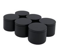 Dosenritter | 6 x bote redondo de especias/té con cierre de silicona, hermético, de metal, para aprox. 100g de especias en polvo | 6,2 x 8 cm (H,ø) (negro)