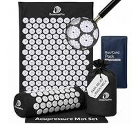 DoSensePro - Juego de colchoneta y almohada de acupresión para masaje de cuello y espalda, color negro