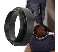Dosificación de aluminio de 49 mm para anillo para portafiltro de espresso, herramienta de apisonamiento de café para el hogar, para función barista, plata/negro, compatible con cesta de polvo de 49