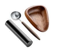 Dosificador de café en grano - Bandeja de madera para dosificador de café | Herramienta para preparar bebidas con cuchara y botella de spray, juego de tazas medidoras para sal de té, hoteles