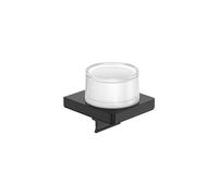 Dosificador de Pared para Baño en Cristal y Metal Titanio Tempo 12x11x11cm Negro Roca
