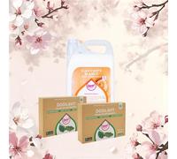 Dosilavit Lote Eco-Ahorro | 2 Cajas de Detergente Ecológico en Hojas (80 Lavados) + Suavizante Blanco 5L con Sedalina | Bio, Zero Waste y Planchado Fácil | Aroma Nuez y Romero