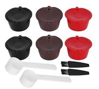 Dosis de café, 6 piezas de cápsulas de café domésticas, juegos de filtros, cápsulas recargables, adecuadas para cápsulas de café reutilizables con 2 cepillos de cucharas