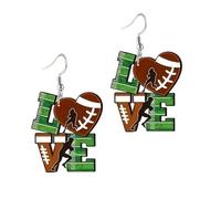 Doslilyy Pendientes colgantes de fútbol, aretes colgantes de acrílico, aretes colgantes decorativos, aretes acrílicos para eventos, aretes de gota de amor de fútbol