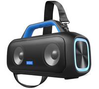 DOSS Extreme Boom S Altavoz Bluetooth Portátil con Sonido Estéreo de 60W, Bajos Intensos, IPX6 Impermeable, 25H de Reproducción, TWS, Luces LED, Altavoz de Exterior para Camping,Playa, Piscina-Azul