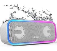 DOSS SoundBox Pro + Altavoz Bluetooth Portátil 24 W, Sonido Estéreo,Potentes Graves,IPX6 Impermeable,15 Horas de Reproducción, Emparejamiento Estéreo Inalámbrico, Luz LED para Fiestas, Viajes-Gris
