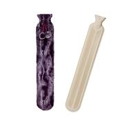 DOSUNO Botella de agua caliente larga con funda de felpa suave, tubo de agua caliente de goma para hombro y cuello, botella de agua caliente de 2 l con extraíble y lavable para piernas de la espalda de la cintura, 72 x 12 cm, morado