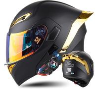 Dot Approved Full Face Bluetooth Motorcycle Helmets for Men Women , Modular Street Bike Racing Crash Helmet Flip Up Anti-Fog Double Visor Noise Reducton Helmet Support 2 People Intercom