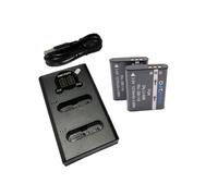 Dot.Foto DB-110 Premium 1270mAh Batería (x2) & Cargador Doble USB LCD para Ricoh GR III, GR IIIx, WG-6, WG-8, G900, G900 II, G900SE, G900SE II, Theta X