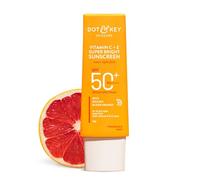 Dot & Key Protector solar SPF 50 PA+++ con vitamina C + E, para una piel uniforme y brillante, sin yeso blanco, protección contra rayos UVA/B y luz azul, mejor absorción de vitamina D para mujeres y
