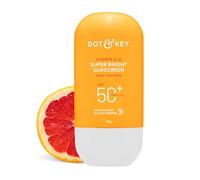 DOT & KEY Protector solar superbrillante con vitamina C + E SPF 50, protección contra la luz del agua, UVA/UVB y luz azul, para una piel uniforme y brillante, con SPF líquido 50+++, sin yeso blanco