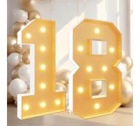 Dotauge Letrero LED Grande con número 1 Iluminado Letras iluminadas for decoración de Fiestas Primer cumpleaños Aniversario o Navidad(Number 18,100cm/3FT)