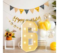 Dotauge Marquesina con Números 1 De 1,2 M Iluminada, Número 0 Letras Grandes Espuma For Mujeres Y Niñas Fiesta De Cumpleaños Decoración DIY For Aniversario(Number 6,70cm/2.3FT)