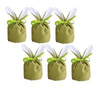 DOTBUY-SHOP 6 Piezas Bolsas de Conejito de Pascua, Bolsa Regalo Pascua con Conejo Orejas para Regalos para Huevos, Caramelos, Regalos Decoración (Verde)