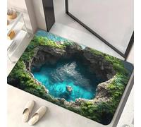 DOTBUY-SHOP Alfombra Diatomita Baño Antideslizante, 3D Ilusión Óptica Alfombrilla Diatomita, Secado Rápido, Super Absorbente, para Bañera, Ducha y Baño (Isla,40x60cm)