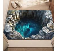 DOTBUY-SHOP Alfombra Diatomita Baño Antideslizante, 3D Ilusión Óptica Alfombrilla Diatomita, Secado Rápido, Super Absorbente, para Bañera, Ducha y Baño (Vista de la Montaña,50x80cm)