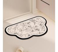 DOTBUY-SHOP Alfombra Diatomita Baño Antideslizante, Alfombrilla Diatomita, Secado Rápido, Super Absorbente, para Bañera, Ducha y Baño, Estampado de Flores (Forma de Nube,80x120cm)