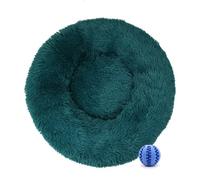 DOTBUY-SHOP Cama Redonda para Perros y Gatos, Antiestres, Cojín Cálido de Felpa para Mascotas, Lavable, Otoño e Invierno, para Gatito y Cachorro (60CM, Verde Oscuro)
