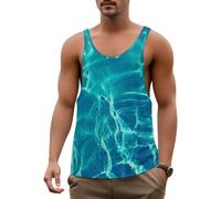 DOTBUY-SHOP Camiseta Tirantes Hombre, Azul Deportiva Camiseta sin Mangas Gym Camisa Interior Hombre con Impresión 3D Masculina Tank Top para Deporte Entrenar Gym (Océano,3XL)