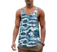 DOTBUY-SHOP Camiseta Tirantes Hombre, Deportiva Camiseta sin Mangas Camuflaje Gym Camisa Interior Hombre Masculina Tank Top para Deporte Entrenar Gym (Azul Cielo,L)