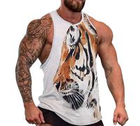 DOTBUY-SHOP Camiseta Tirantes Hombre, Deportiva Camiseta sin Mangas Estampado de Animales en 3D Gym Camisa Interior Hombre Masculina Tank Top para Deporte Entrenar Gym (Tigre 2,4XL)