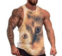 DOTBUY-SHOP Camiseta Tirantes Hombre, Deportiva Camiseta sin Mangas Estampado de Animales en 3D Gym Camisa Interior Hombre Masculina Tank Top para Deporte Entrenar Gym (Gato 3,4XL)