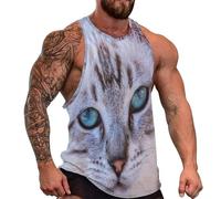DOTBUY-SHOP Camiseta Tirantes Hombre, Deportiva Camiseta sin Mangas Estampado de Animales en 3D Gym Camisa Interior Hombre Masculina Tank Top para Deporte Entrenar Gym (Gato 2,4XL)