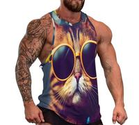 DOTBUY-SHOP Camiseta Tirantes Hombre, Deportiva Camiseta sin Mangas Estampado de Animales en 3D Gym Camisa Interior Hombre Masculina Tank Top para Deporte Entrenar Gym (Gato 4,XXL)
