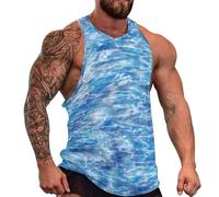DOTBUY-SHOP Camiseta Tirantes Hombre, Deportiva Camiseta sin Mangas Estilo Azul Gym Camisa Interior Hombre Masculina Tank Top para Deporte Entrenar Gym (Motifs Aquatiques 2,3XL)