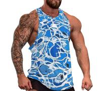 DOTBUY-SHOP Camiseta Tirantes Hombre, Deportiva Camiseta sin Mangas Estilo Azul Gym Camisa Interior Hombre Masculina Tank Top para Deporte Entrenar Gym (Olas,3XL)