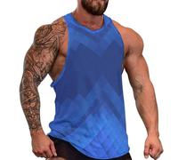 DOTBUY-SHOP Camiseta Tirantes Hombre, Deportiva Camiseta sin Mangas Estilo Azul Gym Camisa Interior Hombre Masculina Tank Top para Deporte Entrenar Gym (Geométrico,3XL)