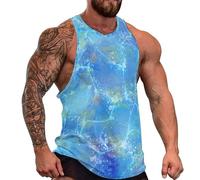 DOTBUY-SHOP Camiseta Tirantes Hombre, Deportiva Camiseta sin Mangas Estilo Azul Gym Camisa Interior Hombre Masculina Tank Top para Deporte Entrenar Gym (Mármol,3XL)