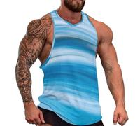DOTBUY-SHOP Camiseta Tirantes Hombre, Deportiva Camiseta sin Mangas Estilo Azul Gym Camisa Interior Hombre Masculina Tank Top para Deporte Entrenar Gym (Rayas,3XL)