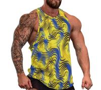 DOTBUY-SHOP Camiseta Tirantes Hombre, Deportiva Camiseta sin Mangas Láminas Abstractas Gym Camisa Interior Hombre Masculina Tank Top para Deporte Entrenar Gym (Amarillo Azul,3XL)