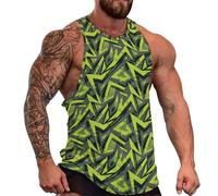 DOTBUY-SHOP Camiseta Tirantes Hombre, Deportiva Camiseta sin Mangas Láminas Abstractas Gym Camisa Interior Hombre Masculina Tank Top para Deporte Entrenar Gym (Verde Negro,3XL)