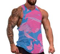 DOTBUY-SHOP Camiseta Tirantes Hombre, Deportiva Camiseta sin Mangas Láminas Abstractas Gym Camisa Interior Hombre Masculina Tank Top para Deporte Entrenar Gym (Azul Rosa,3XL)