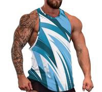 DOTBUY-SHOP Camiseta Tirantes Hombre, Deportiva Camiseta sin Mangas Láminas Abstractas Gym Camisa Interior Hombre Masculina Tank Top para Deporte Entrenar Gym (Azul Blanco 2,3XL)