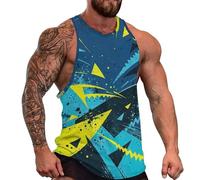 DOTBUY-SHOP Camiseta Tirantes Hombre, Deportiva Camiseta sin Mangas Láminas Abstractas Gym Camisa Interior Hombre Masculina Tank Top para Deporte Entrenar Gym (Azul Amarillo,3XL)