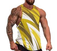 DOTBUY-SHOP Camiseta Tirantes Hombre, Deportiva Camiseta sin Mangas Láminas Abstractas Gym Camisa Interior Hombre Masculina Tank Top para Deporte Entrenar Gym (Amarillo Blanco,3XL)