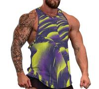 DOTBUY-SHOP Camiseta Tirantes Hombre, Deportiva Camiseta sin Mangas Láminas Abstractas Gym Camisa Interior Hombre Masculina Tank Top para Deporte Entrenar Gym (Morado Amarillo,3XL)