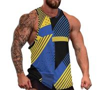 DOTBUY-SHOP Camiseta Tirantes Hombre, Deportiva Camiseta sin Mangas Láminas Abstractas Gym Camisa Interior Hombre Masculina Tank Top para Deporte Entrenar Gym (Azul Amarillo Negro,3XL)