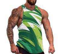 DOTBUY-SHOP Camiseta Tirantes Hombre, Deportiva Camiseta sin Mangas Láminas Abstractas Gym Camisa Interior Hombre Masculina Tank Top para Deporte Entrenar Gym (Verde Blanco,3XL)