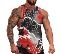 DOTBUY-SHOP Camiseta Tirantes Hombre, Deportiva Camiseta sin Mangas Láminas Abstractas Gym Camisa Interior Hombre Masculina Tank Top para Deporte Entrenar Gym (Rojo Negro,3XL)