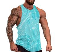 DOTBUY-SHOP Camiseta Tirantes Hombre, Deportiva Camiseta sin Mangas Motivos Geométricos Gym Camisa Interior Hombre Masculina Tank Top para Deporte Entrenar Gym (Azul Cielo,3XL)