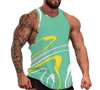 DOTBUY-SHOP Camiseta Tirantes Hombre, Deportiva Camiseta sin Mangas Motivos Geométricos Gym Camisa Interior Hombre Masculina Tank Top para Deporte Entrenar Gym (Verde Amarillento,3XL)