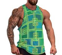 DOTBUY-SHOP Camiseta Tirantes Hombre, Deportiva Camiseta sin Mangas Motivos Geométricos Gym Camisa Interior Hombre Masculina Tank Top para Deporte Entrenar Gym (Verde Azulado 2,3XL)