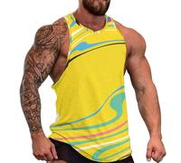 DOTBUY-SHOP Camiseta Tirantes Hombre, Deportiva Camiseta sin Mangas Motivos Geométricos Gym Camisa Interior Hombre Masculina Tank Top para Deporte Entrenar Gym (Verde Amarillento1,3XL)