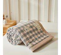 DOTBUY-SHOP Colcha Boutí Algodón, Cubrecama Suave Ligero y Transpirable, Patrón de Cuadros - Cubre Cama Multiusos para Primavera y Verano, Colchas para Cama 90/120/150/160 (Rosa Gris,200x230cm)