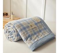 DOTBUY-SHOP Colcha Boutí Algodón, Cubrecama Suave Ligero y Transpirable, Patrón de Cuadros - Cubre Cama Multiusos para Primavera y Verano, Colchas para Cama 90/120/150/160 (Azul Amarillo,180x200cm)